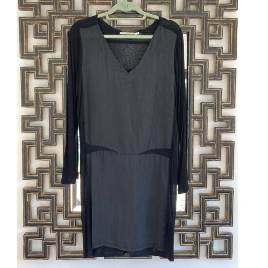 Acote' Black Dress French Chic ~ Lightweight Bamboo ~ Long Sleeve