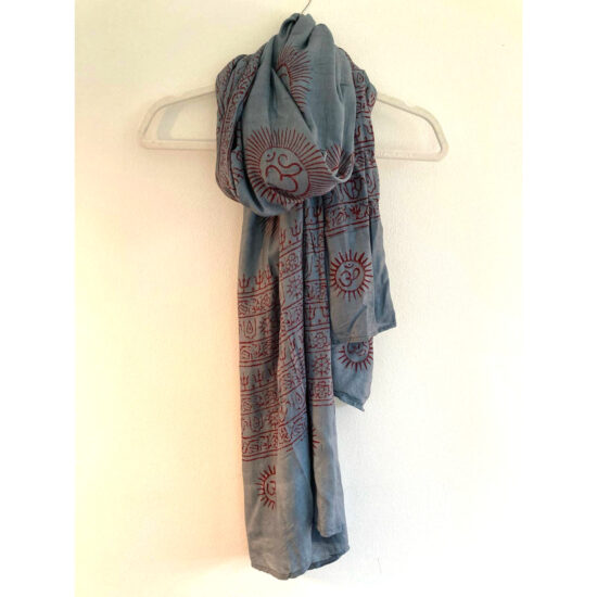 Sun Goddess! Lovely Cotton Scarf from Nepal ~ Blue & Red Abstract