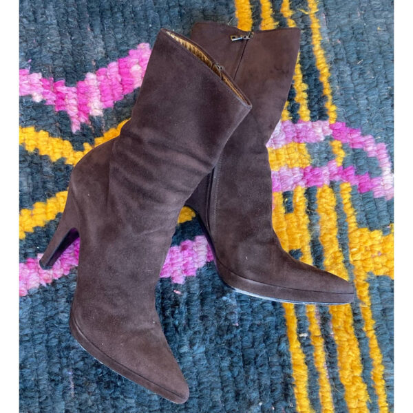 Prada ~ Rich Brown Suede High Platform Boots ~ Sz 40 10