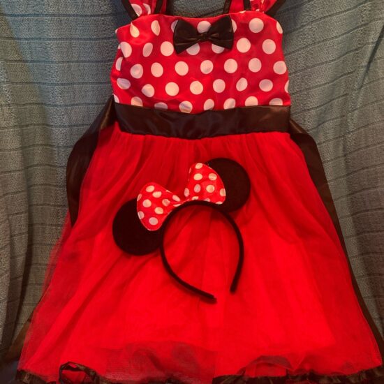 Girls Minnie Mouse Costume Polka Dot & Tulle Dress & Ears ~ Est Sz 4 ~ Darling!