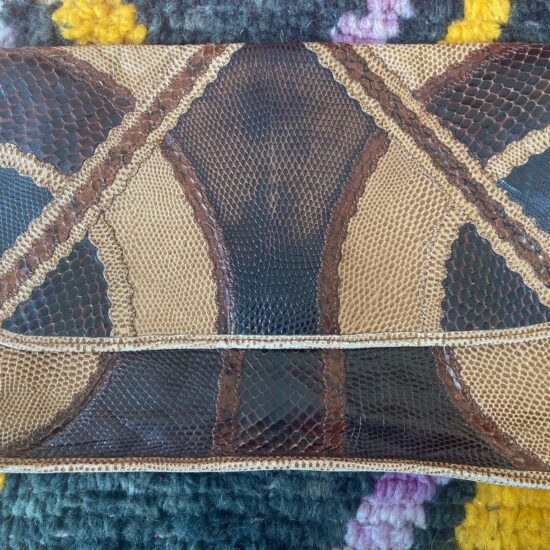 Carlos Falchi ~ Vintage Fabulous Brown Skins Leather & Snakeskin Clutch