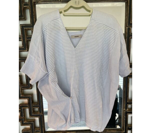 Humanoid Striped Top Cotton Seersucker Blouse Top ~ Blue & White - Sz S M - Image 3