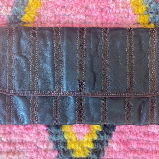 Carlos Falchi ~ Vintage Clutch in Buttery Leather & Snakeskin ~Black & Brown
