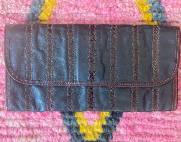 Carlos Falchi ~ Vintage Clutch in Buttery Leather & Snakeskin ~Black & Brown
