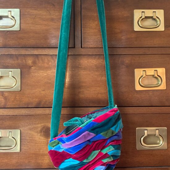 1940s Vintage Velvet Turban-style Handbag ~ Handmade ~ Bright Colorful & Unique