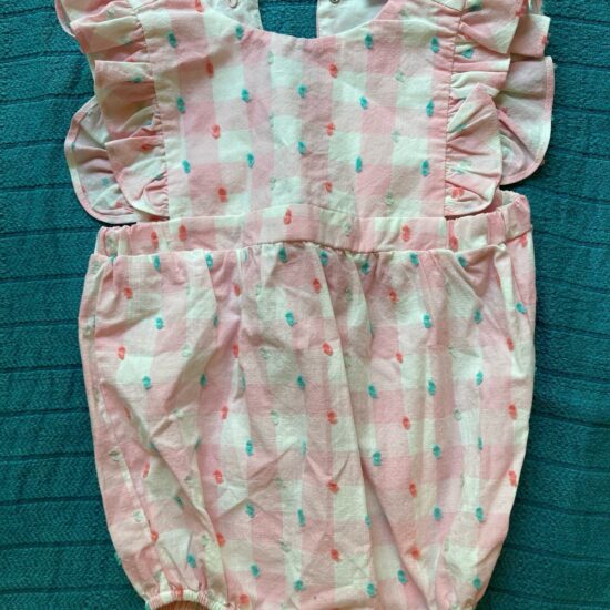 EGG Susan Lazar Romper Pink & White Gingham Dots ~ 12-18 Months Sweet & Adorable