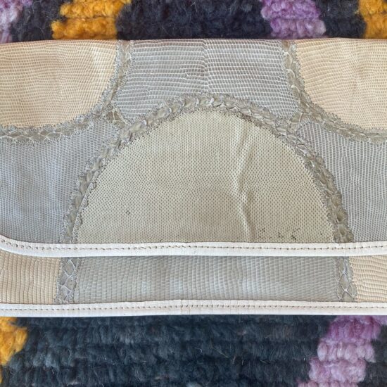 Carlos Falchi ~ Vintage Neutral Toned Leather & Snakeskin Clutch ~ Quiet Luxury