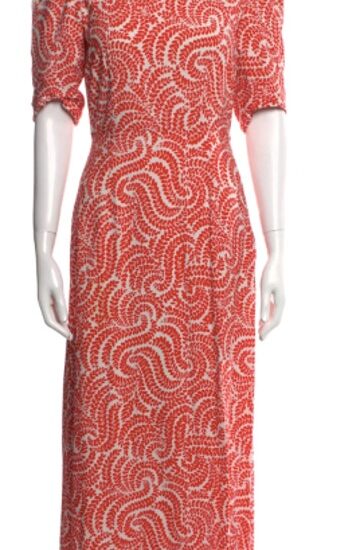 Dries Van Noten Mermaid Iconic Dress SS16 Coral & White Print Size 38