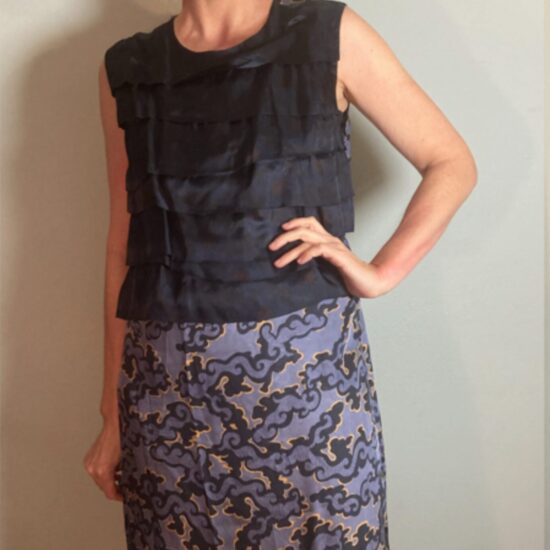Dries Van Noten Blue Asian Mixed Print Dress ~ AW 15/16 Collection ~ Sz 44