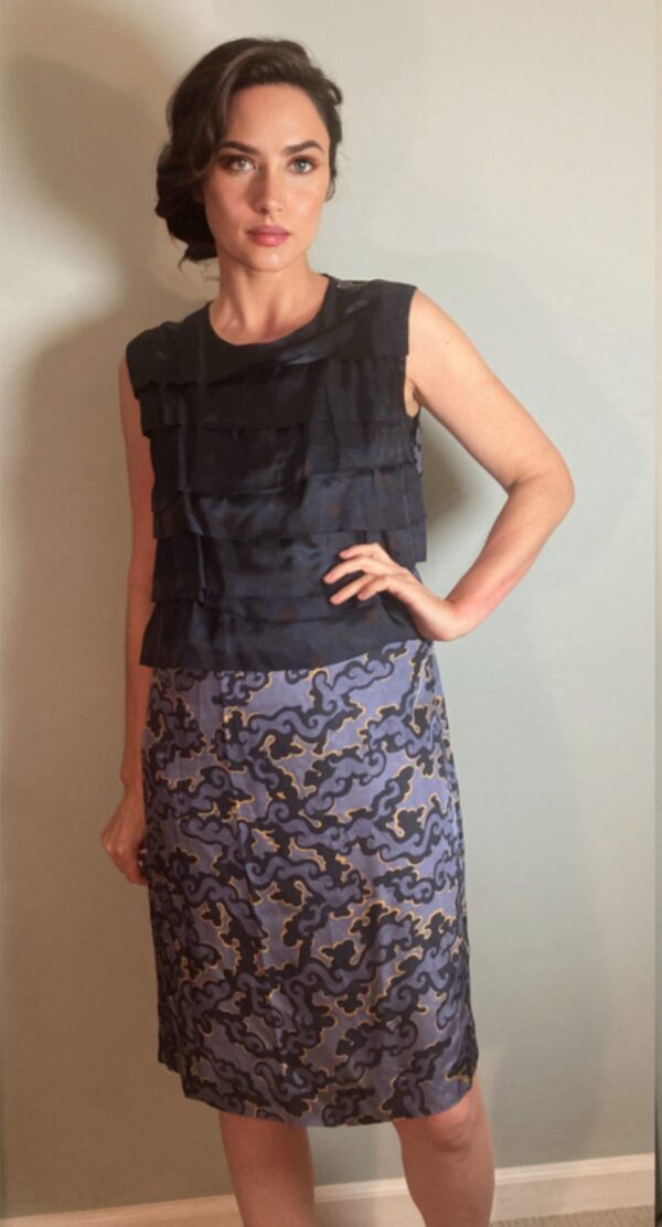 Dries Van Noten Blue Asian Mixed Print Dress ~ AW 15/16 Collection ~ Sz 44