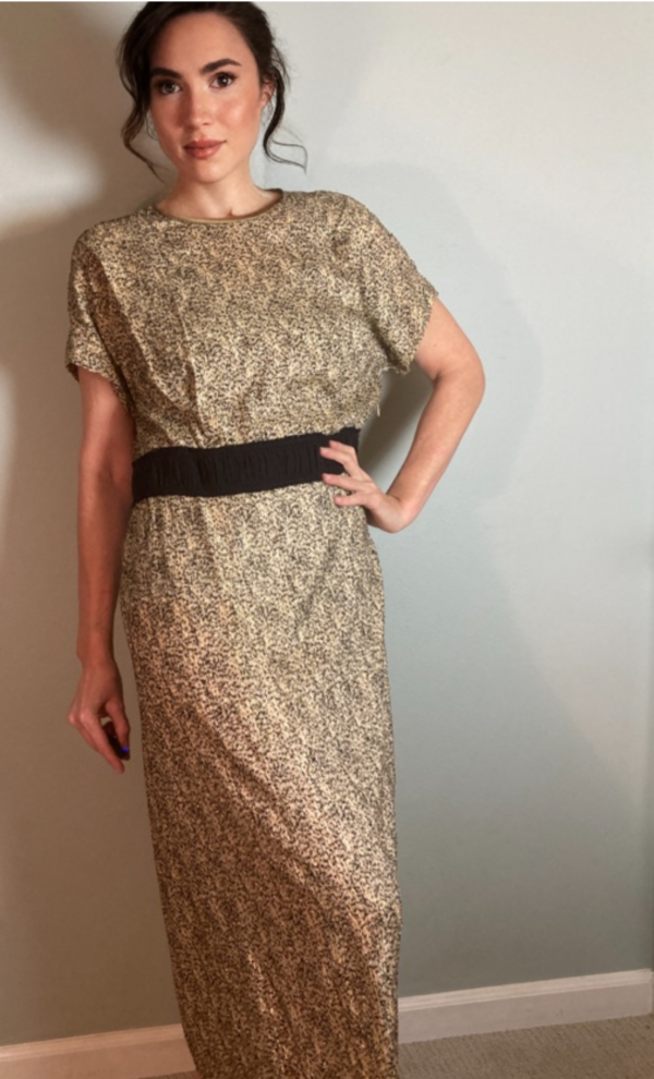 Dries Van Noten Iconic Dress ~ Gold Metallic Black Details ~ Georgous Size 44