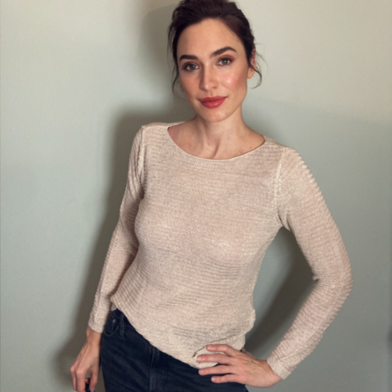 Tahari Long Sleeve Open Knit Lightweight Linen Sweater  ~ Sz Small S