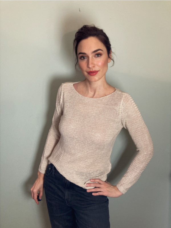Tahari Long Sleeve Open Knit Lightweight Linen Sweater  ~ Sz Small S