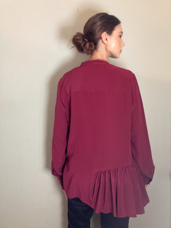 Stella McCartney Silk Button-up Blouse ~ Magenta Pink Ruffle Pocket ~ Sz 46 - Image 4
