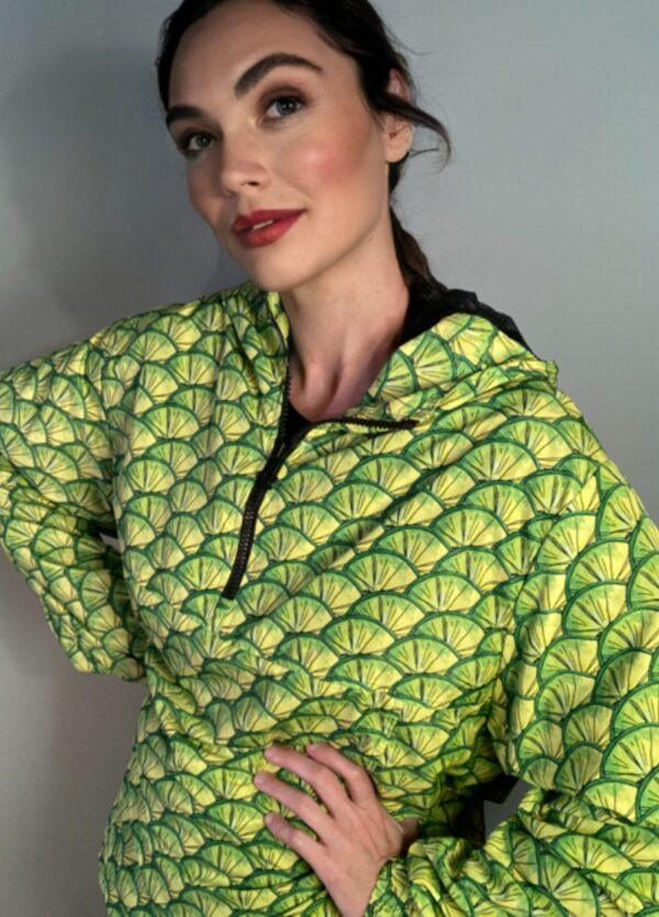 ROI du LAC Lime Print Jacket Zip Hood Windbreaker SS22 Men's L Fits Women's XL - Image 3