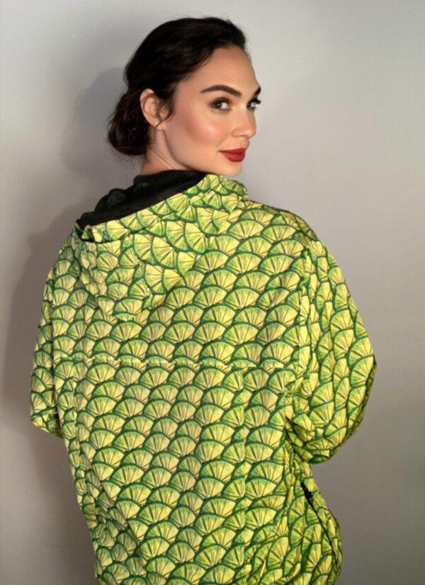 ROI du LAC Lime Print Jacket Zip Hood Windbreaker SS22 Men's L Fits Women's XL - Image 5
