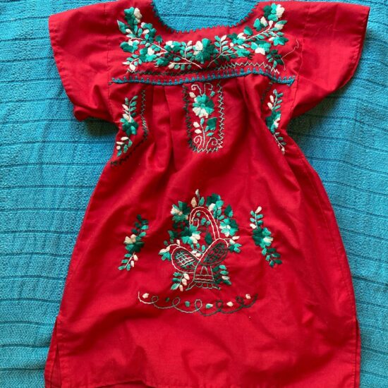 Girls Embroidered Mexican Red Dress Size 2 / 3 ~ Adorable