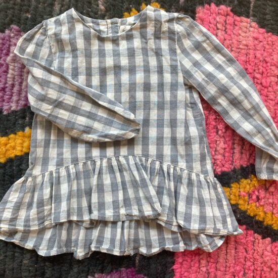 Vignette ~ Gray Gingham ~ Little Girls Blouse Top Long Sleeve ~ Sz 5 Years