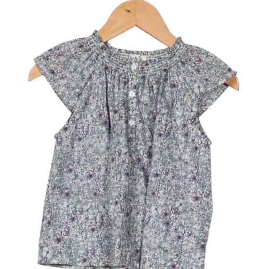 Ais & I Sweet Floral Print Blouse ~ Sz 6 ~ Liberty Print Fabric Blues Lavender