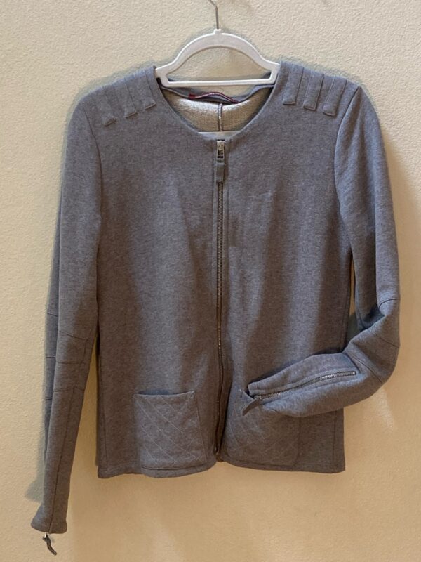 Comptior de Cotoniors Paris Gray Cotton Moto Jacket ~ Sz M ~ Must See Details! - Image 4