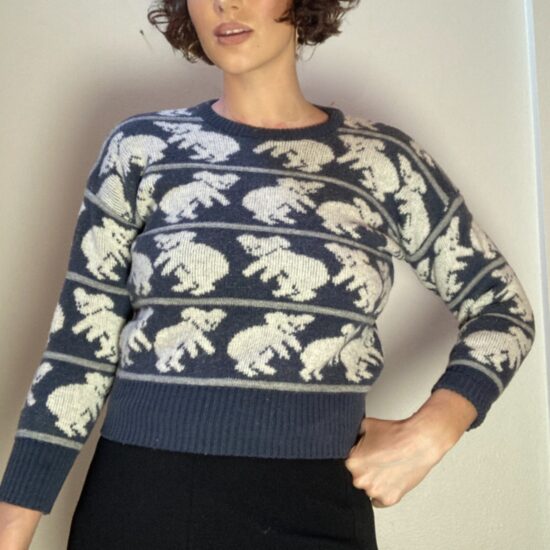 Vintage Koala Sweater 100% Australia Wool Heavyweight Shrunken Cropped ~ Sz S
