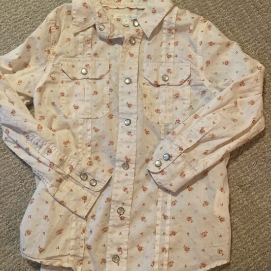 Marie Chantal ~ Pearl Snap Front Button Down Shirt Flower Print Size 6 SO SWEET