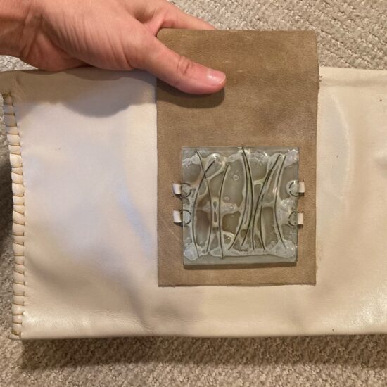 CLUTCH One of Kind Artisan Glass Leather Convertible Handbag Metal ~ WOW!