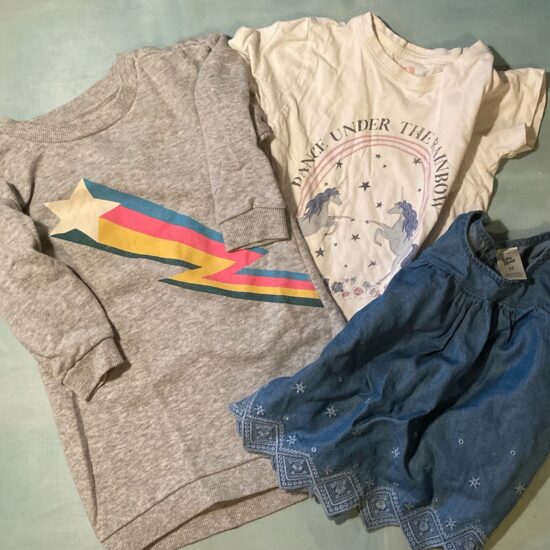Rainbow Bright Unicorn Sweet Top LOT T-shirt Sweatshirt Dress ~ Size 2 3 4