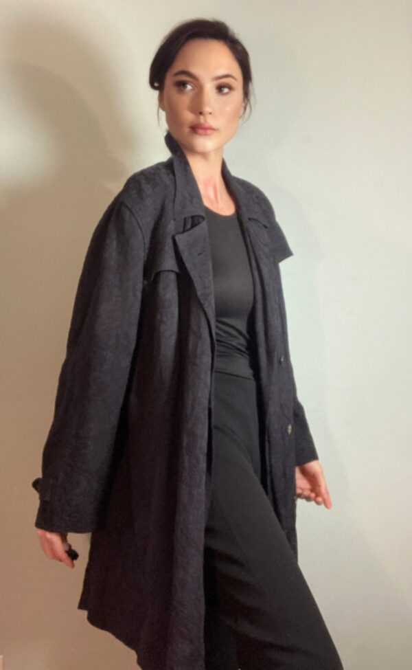 Dries Van Noten ~ BEAUTIFUL Utility Trench Coat Embroidered Navy ~ Sz Large - Image 3