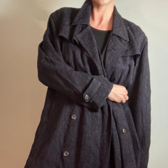 Dries Van Noten ~ BEAUTIFUL Utility Trench Coat Embroidered Navy ~ Sz Large