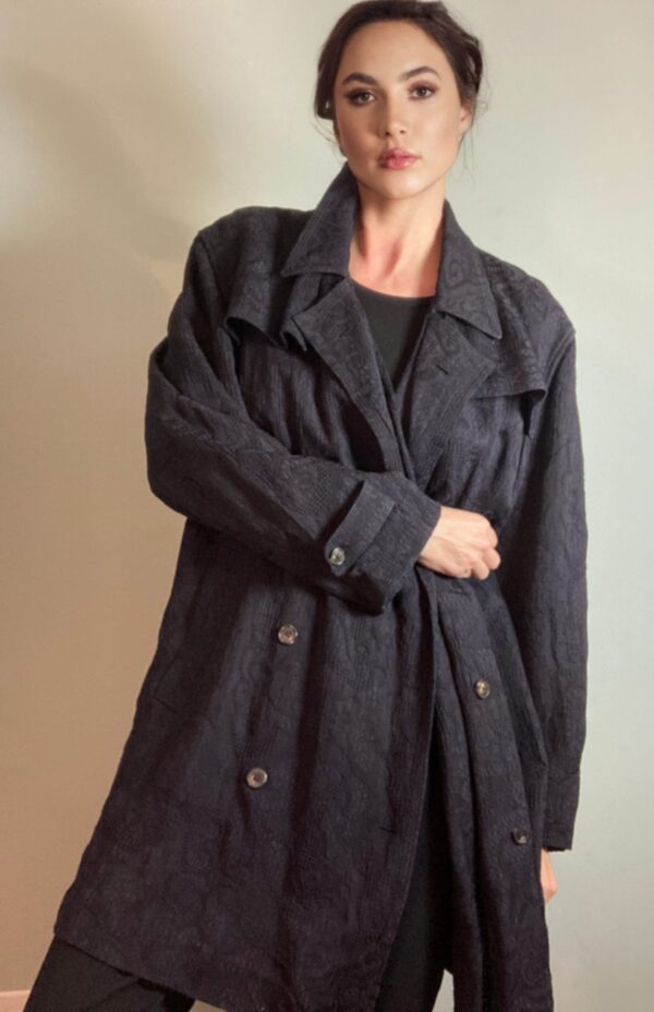 Dries Van Noten ~ BEAUTIFUL Utility Trench Coat Embroidered Navy ~ Sz Large