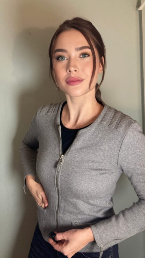 Comptior de Cotoniors Paris Gray Cotton Moto Jacket ~ Sz M ~ Must See Details! - Image 2