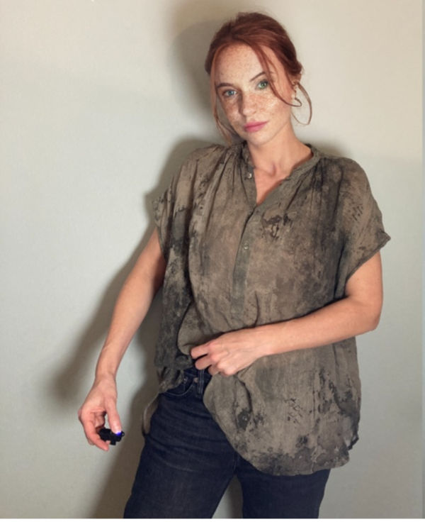 Pas De Calais Barneys NY Dyed Linen Cotton Short Sleeve Blouse ~ Sz 40 ~ Lovely! - Image 3