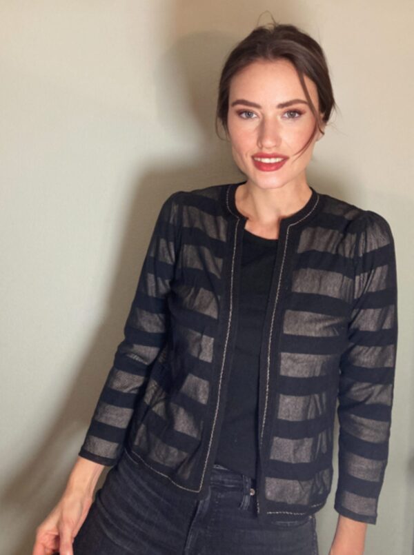 French Girl Style ~ Vintage Marc by Marc Jacobs Striped Knit Cardigan Sz M