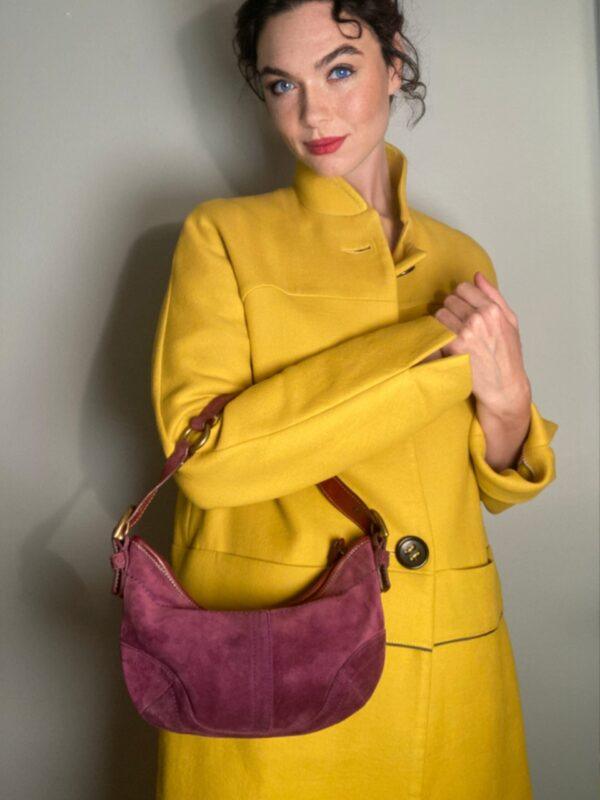 COACH Soho 9658 Purple Suede Hobo Bag Baguette Handbag - Image 4