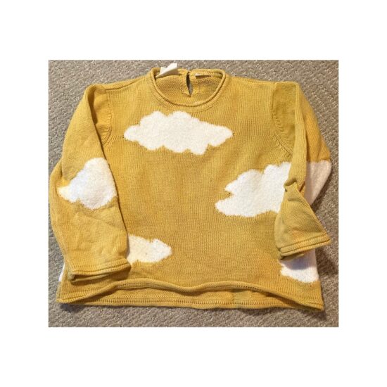 Zara ADORABLE Yellow Cloud Print Jaquard Sweater Cotton ~ Size 3-4 ~ Photoshoots!