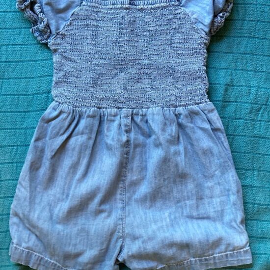 Gap Sz S Girls Denim Romper ~ Sweet Smocked Detail Puff Sleeves ~ One & Done!