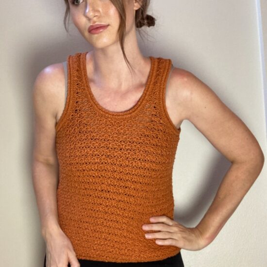 Aerie Vest Sleeveless Tank Top Orange Burnt Longhorns UT Texas Crochet ~ Sz M