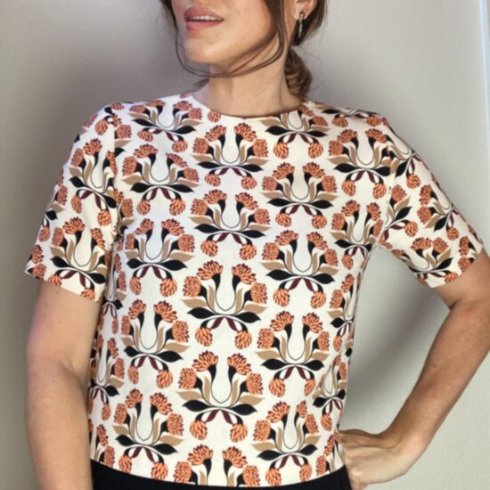 Zara Woman Short Sleeve Top ~ Bold Designer-Look Print ~ Sz M ~ AMAZING!