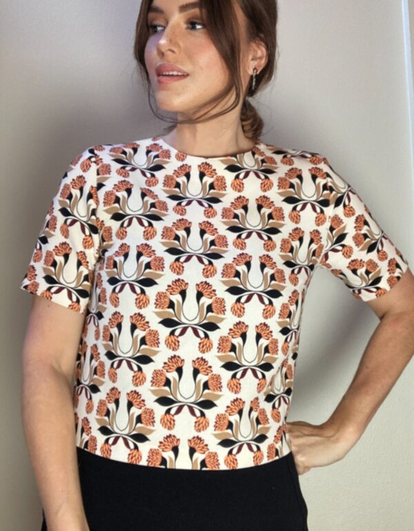 Zara Woman Short Sleeve Top ~ Bold Designer-Look Print ~ Sz M ~ AMAZING!