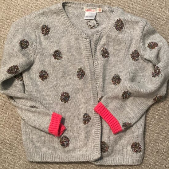 Billie Blush ~ Sz 3 Polkadots Knit Cardigan Sweater Metallic Detail ~ Adorable