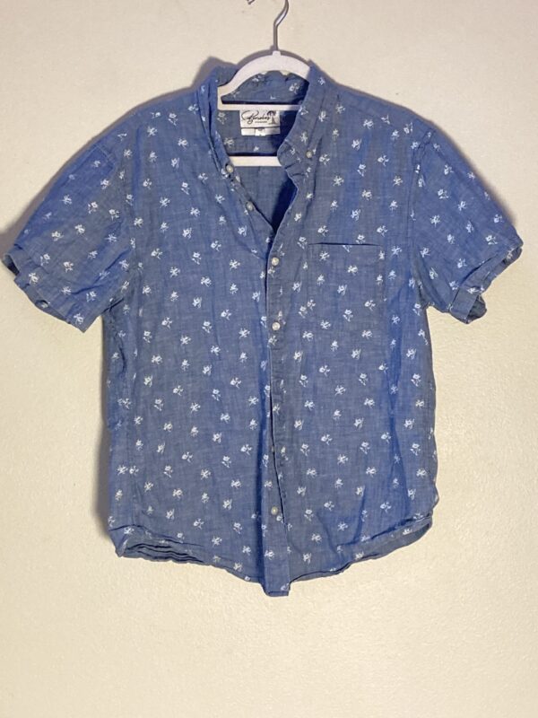 Bonobos Short Sleeve Button Down Shirt Floral Print Chambray ~ Sz L Slim Fit - Image 2