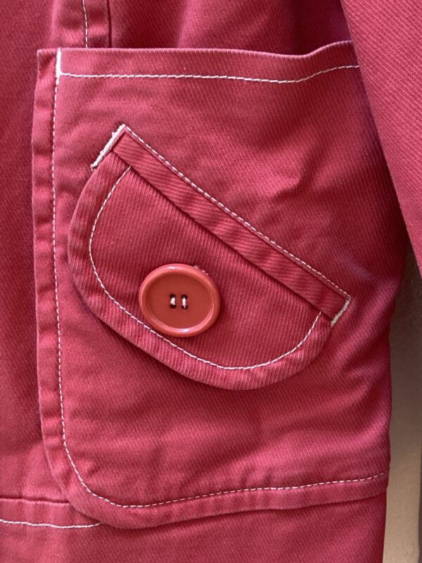 Anthropologie Sitwell ~ Moto Jean Jacket Bright Redish Pink Buttons ~ Sz 10 - Image 4