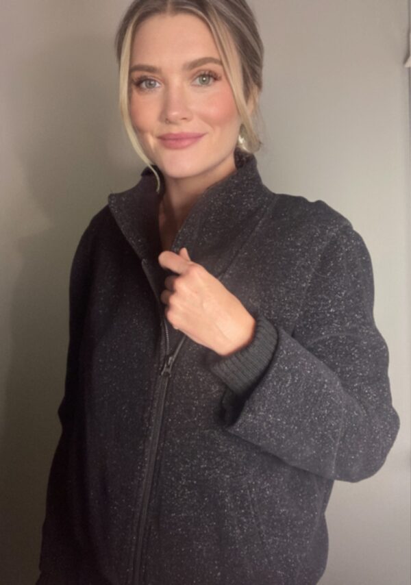 Eileen Fisher Cozy Knit Zip-up Soft Black Jacket ~ Sz L ~ Cotton Wool Quality!