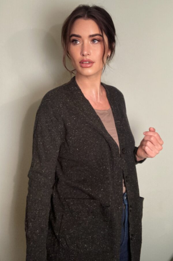 COS Cardigan Black Speckled Wool Blend Hipster Dad Vibes Sz Mens S Womens M/L