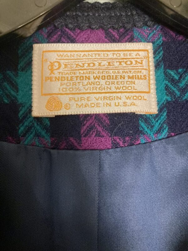 Pendleton Vintage 80s 90s 100% Wool Check Plaid Blazer Evening Jacket ~ Sz 8 - Image 7
