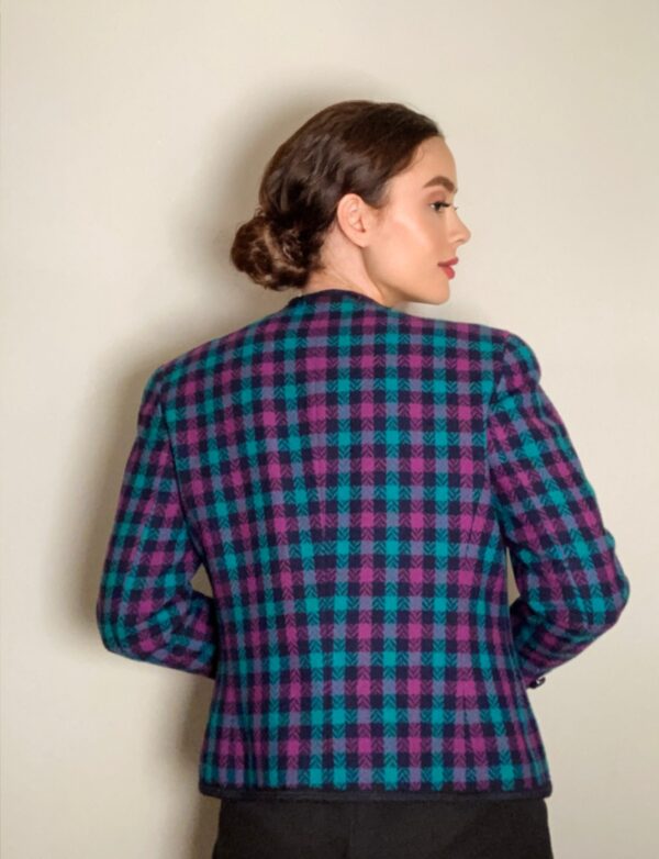 Pendleton Vintage 80s 90s 100% Wool Check Plaid Blazer Evening Jacket ~ Sz 8 - Image 2