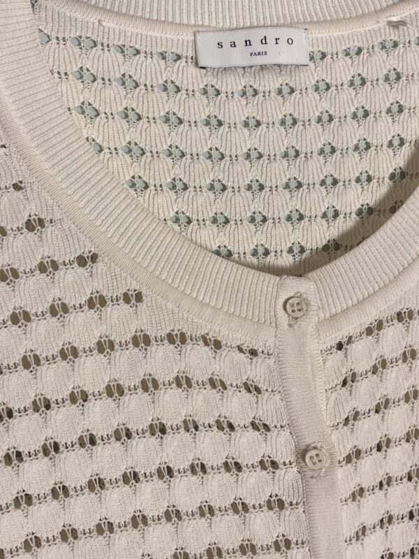 Sandro Cardigan Cropped Sweater Lace Scallop Detail Lovely & Sweet ~ Sz 2 Small - Image 2