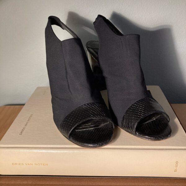 Donald J. Pliner Mink Black Leather Snakeskin Microfiber & Horn Heel ~ Sz 9.5
