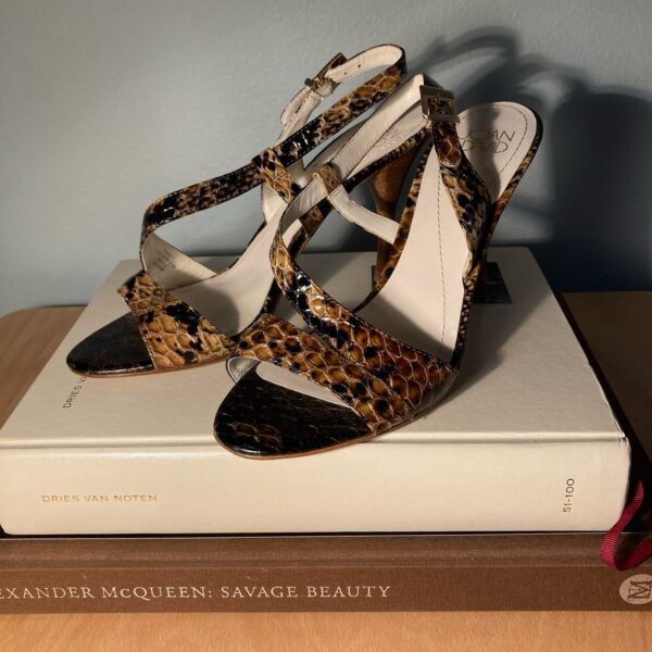Joan & David Snakeskin Embossed Leather Strappy Sandals ~ Sz 8.5 ~ Excellent!
